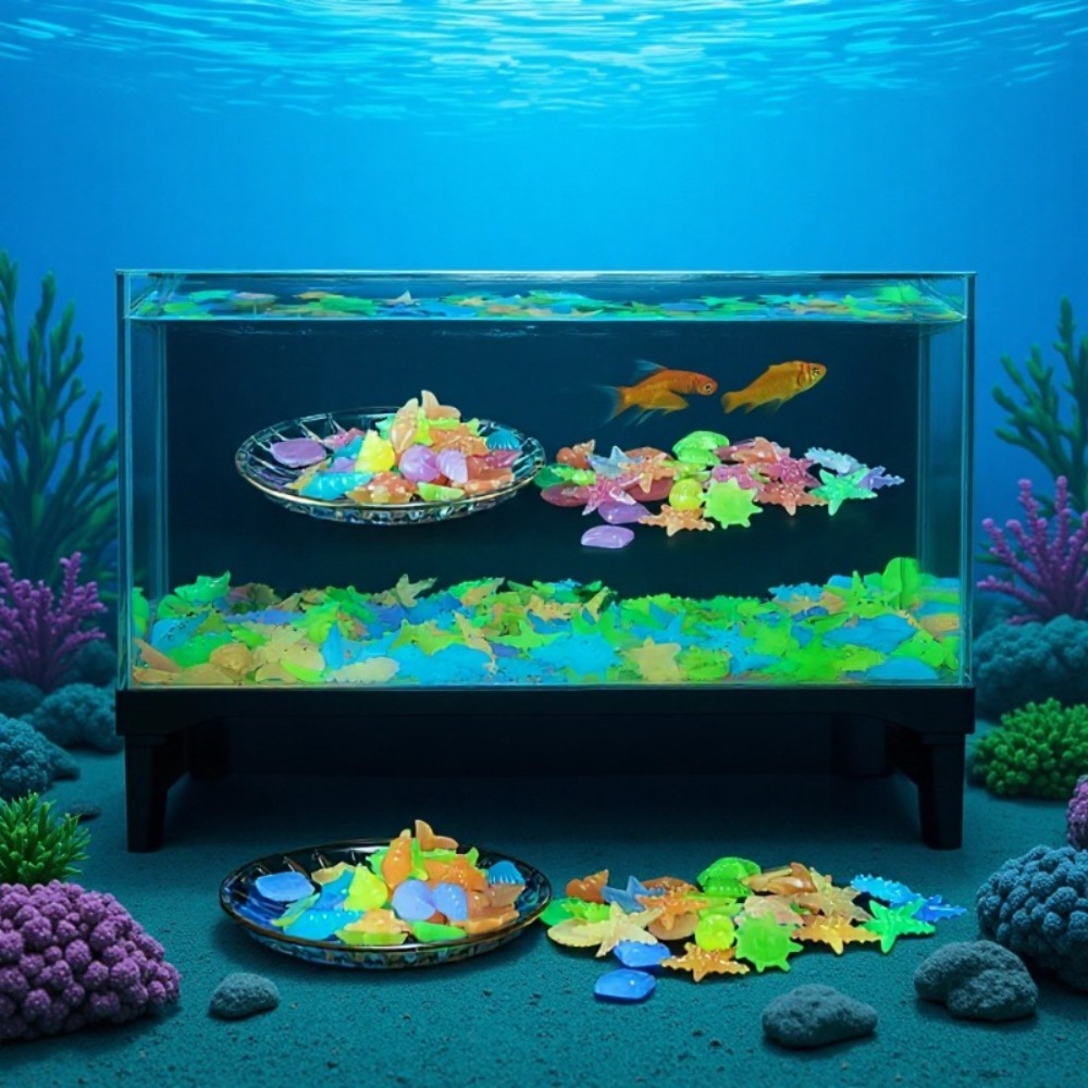 Aquarium Fish Photography - Piedras Luminosas Brillantes del Océano, Conchas