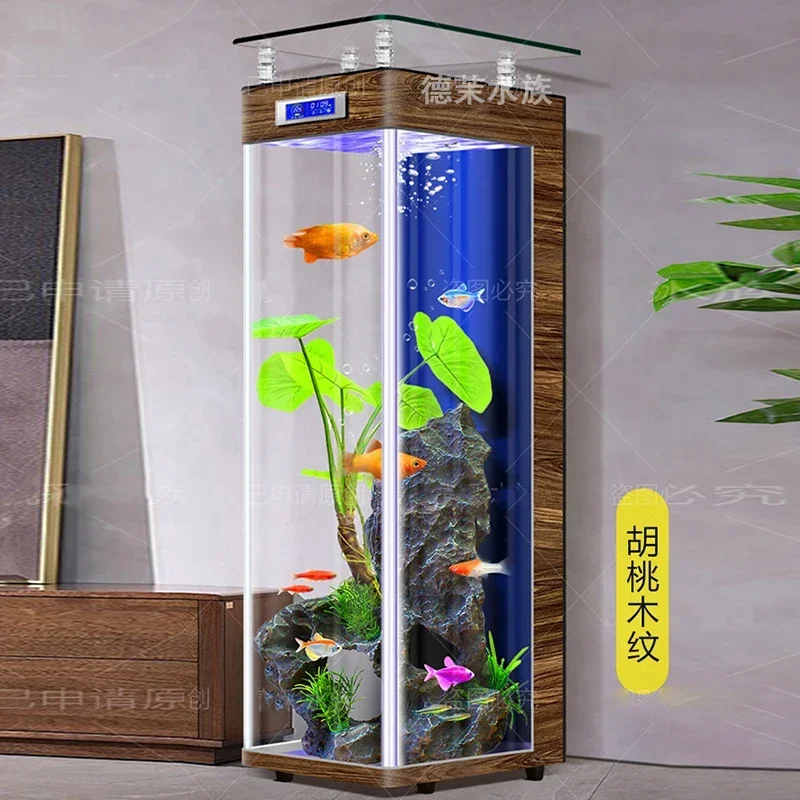 Aquarium Fish Live - Acuario pequeño curvo de suelo a