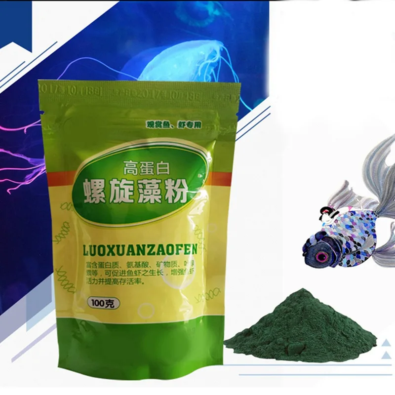 Aquarium Fish Vitamin - Botella de polvo de espirulina, nutrición